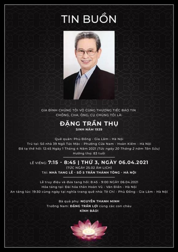 Đặng Trần Thụ, Đặng Trần Thụ qua đời, diễn viên Đặng Trần Thụ, phim Chủ tịch tỉnh