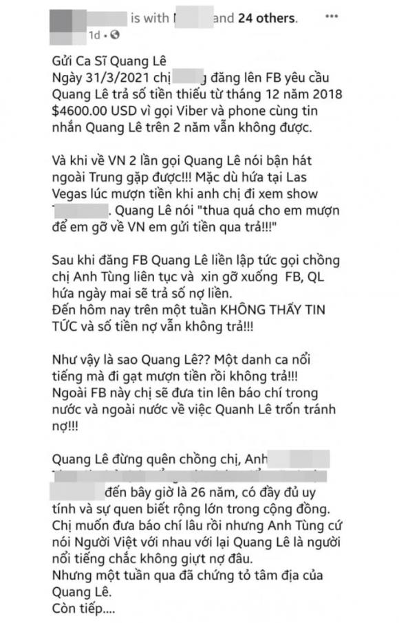 ca sĩ Quang Lê, sao Việt