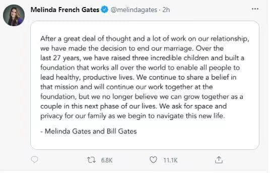 Bill Gates, ly hôn, Bill Gates ly hôn