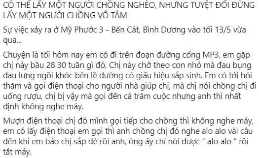 mang bầu, chồng vô tâm, thanh niên 