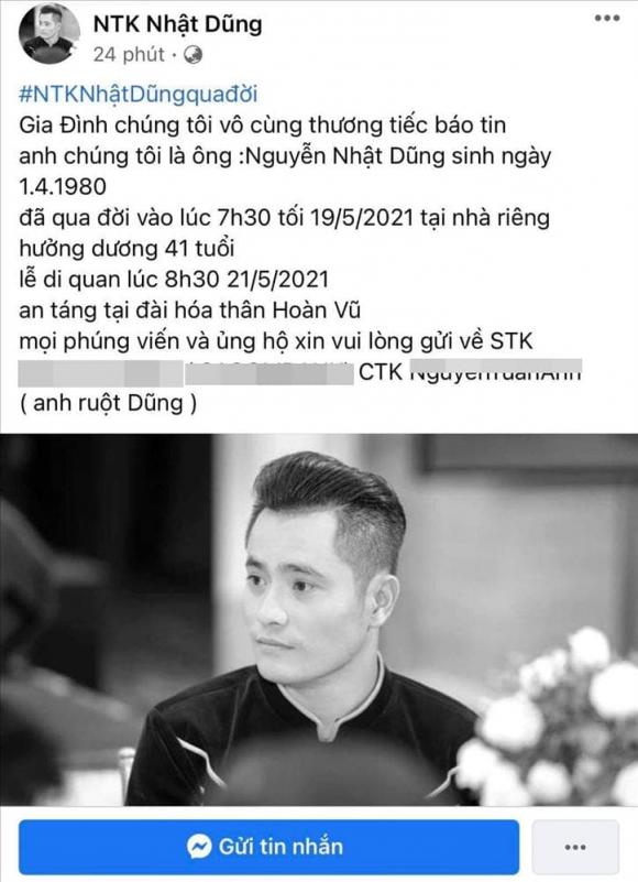 NTK Nhật Dũng, Qua đời, Tiếc thương, Sao Việt