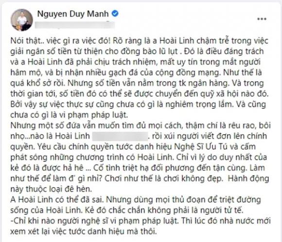 danh hài Hoài Linh, ca sĩ Duy Mạnh, nhạc sĩ Duy Mạnh, sao Việt