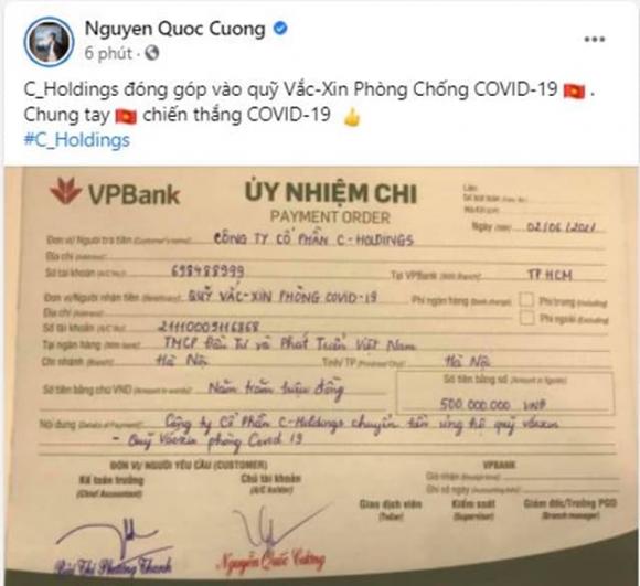 Cường Đô La, ủng hộ Quỹ phòng, chống Covid-19, sao việt, 