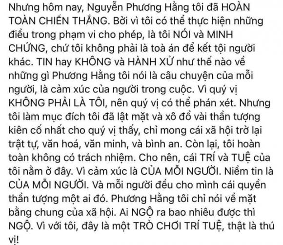 Nguyễn Phương Hằng, cuộc chiến showbiz, sao việt, lương tâm, tâm thư