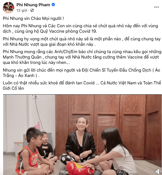 Phi Nhung, ủng hộ, quỹ vaccine phòng dịch Covid-19, sao Việt