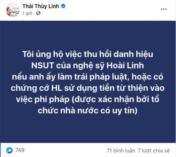 danh hài Hoài Linh, ca sĩ Thái Thuỳ Linh, sao Việt