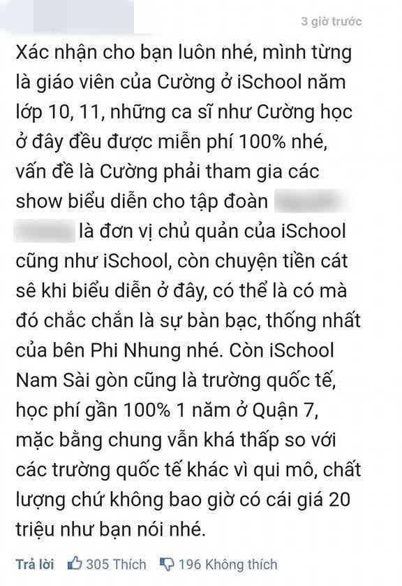 Hồ Văn Cường, Phi Nhung, Giảm học phí 100%, 