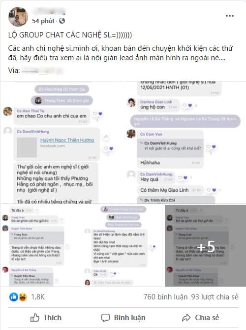 group chat Nghệ sĩ Việt, Phương Thanh, Nguyễn Phương Hằng, sao Việt,