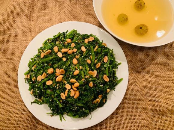 rau muống luộc, rau muống, món ngon từ rau muống