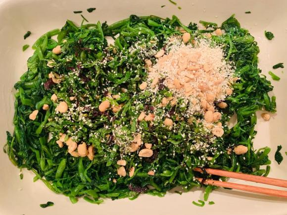 rau muống luộc, rau muống, món ngon từ rau muống