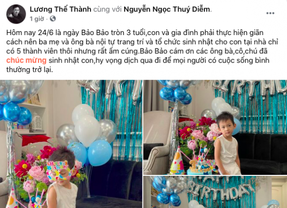 Lương Thế Thành, Thuý Diễm, sinh nhật con trai, sao Việt