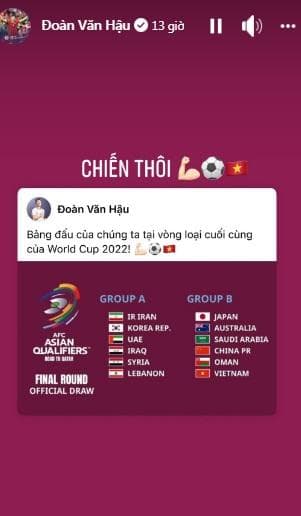 kết quả bốc thăm vòng loại 3 World Cup,  vòng loại 3 World Cup, Quang Hải 
