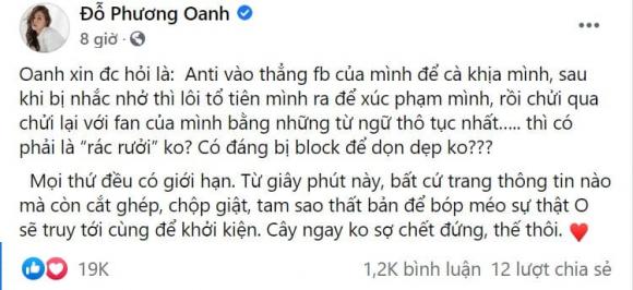 Phương Oanh, Hương vị tình thân, sao Việt