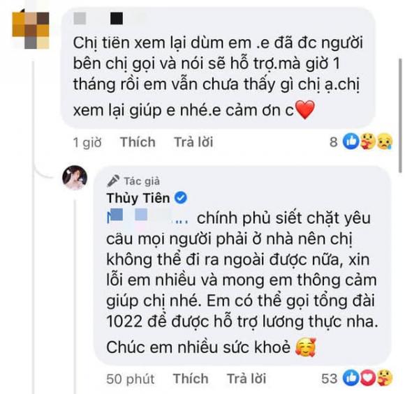 Thủy Tiên, Sao Việt, Tiếp tế lương thực