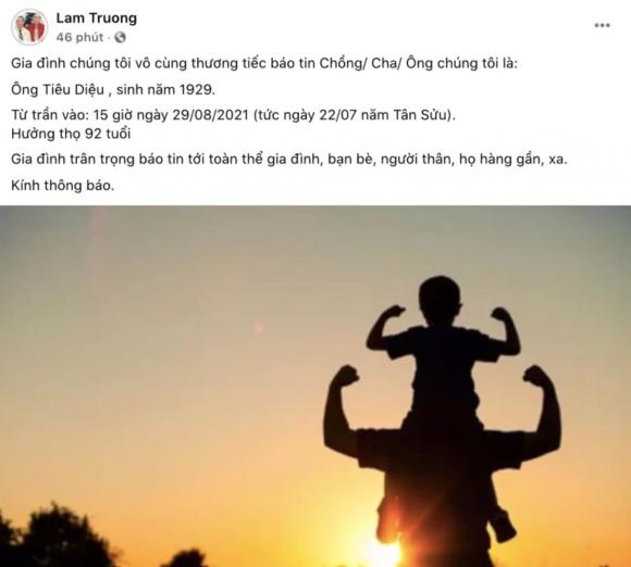 Bố ruột Lam Trường qua đời, dàn sao Việt xót xa gửi lời động viên