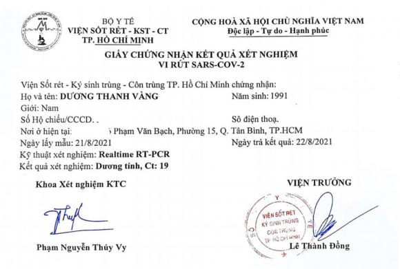 Dương Thanh Vàng, Dương Thanh Vàng bị Covid-19, diễn viên Dương Thanh Vàng