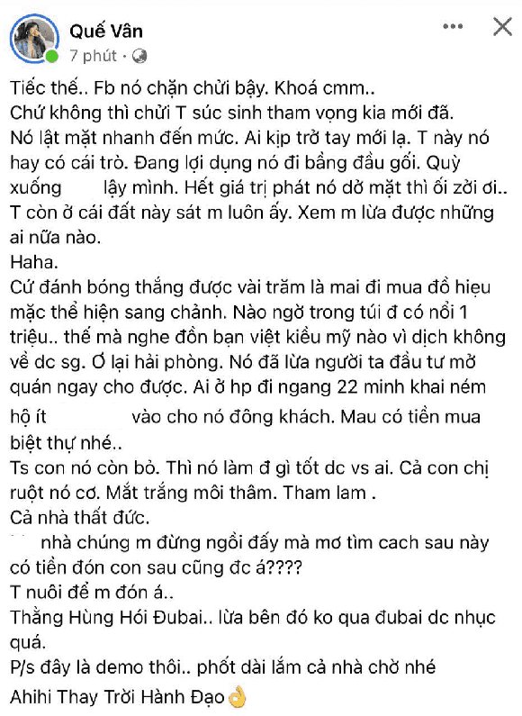 Quế Vân, bóc phốt, drama, lừa đảo,thất đức bỏ con, sao Việt