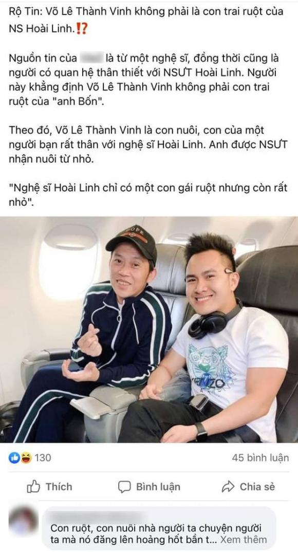Danh hài Hoài Linh, con trai danh hài Hoài Linh, sao Việt