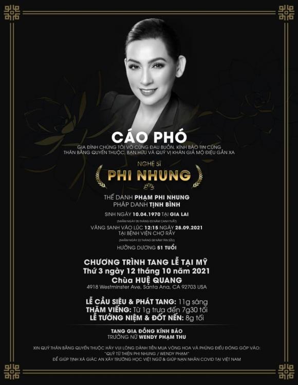 Phi Nhung, Sao Việt, Mạnh Quỳnh, Tang lễ tại Mỹ