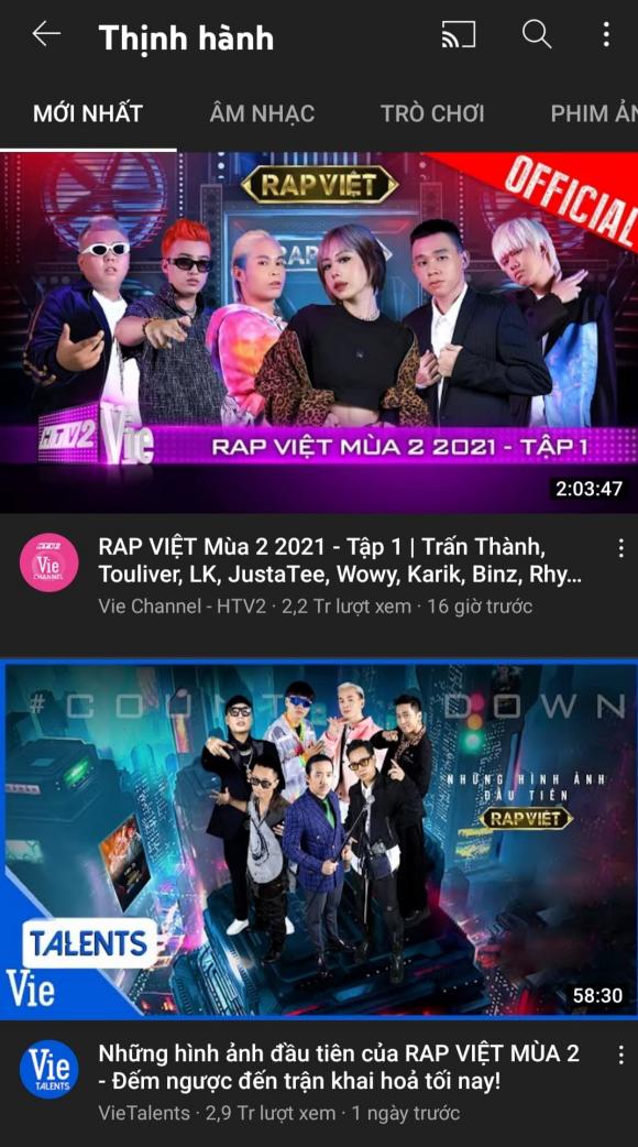 Rap Việt mùa 2, Trấn Thành, Rhymastic, Binz, Wowy, Karik, LK, Justatee
