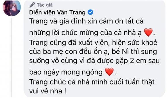 diễn viên Vân Trang, sao Việt, con gái Vân Trang