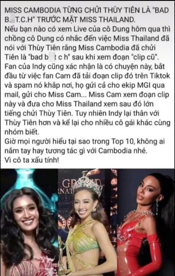 Hoa hậu Thùy Tiên, Miss Grand International 2021, Người đẹp, chơi xấu, Sothida Pokimtheng, Hoa hậu hòa bình thế giới