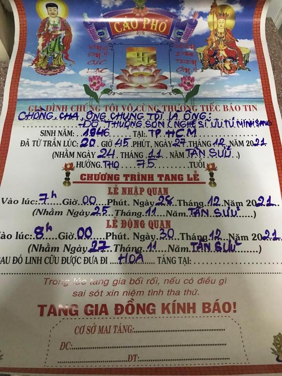 NSƯT Minh Sang, NSƯT Minh Sang qua đời, Ông Diệp 'Miền đất phúc'