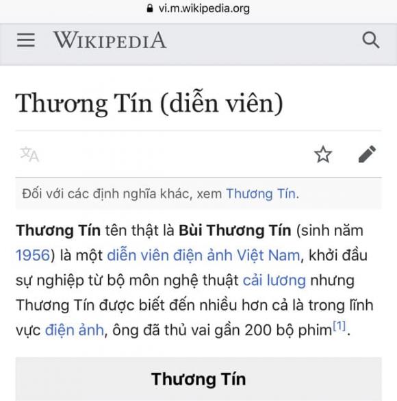 Diễn viên Thương Tín, tài tử Thương Tín, sao Việt