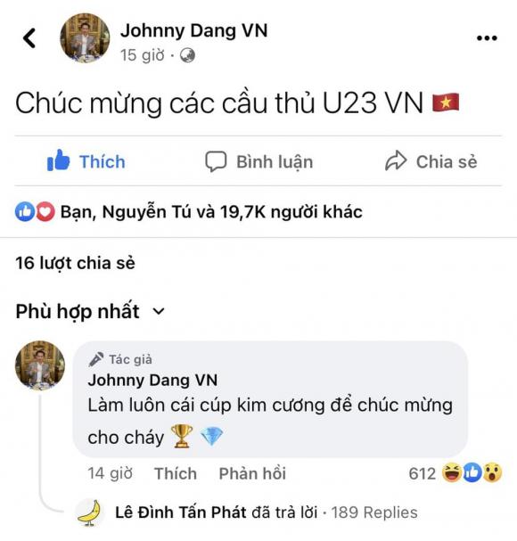  mạng xã hội, kim cương, U23 Việt Nam, Johnny Đặng