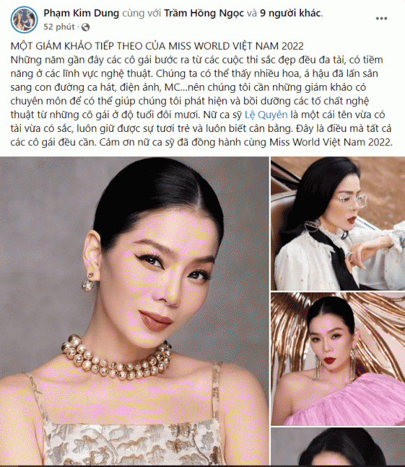 nữ ca sĩ lệ quyên, phạm kim dung, Miss World Vietnam 2022, sao việt
