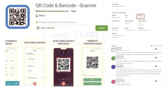 QR Code & Barcode - Scanner, ứng dụng độc hại, ứng dụng trên điện thoại Android, mã QR
