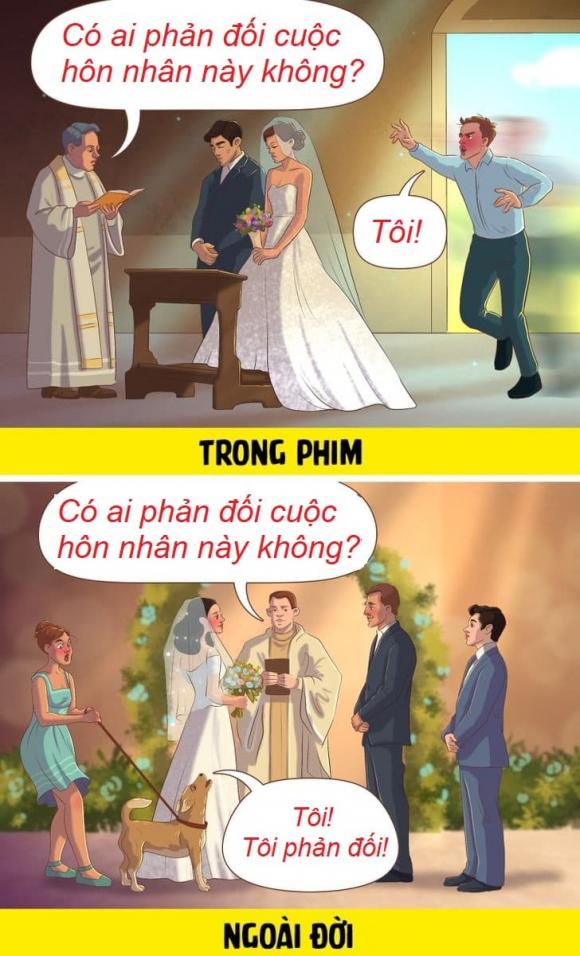 sự khác biệt giữa tình yêu trong phim và ngoài đời, tình yêu, bộ tranh, tranh minh họa, tình yêu ngoài đời