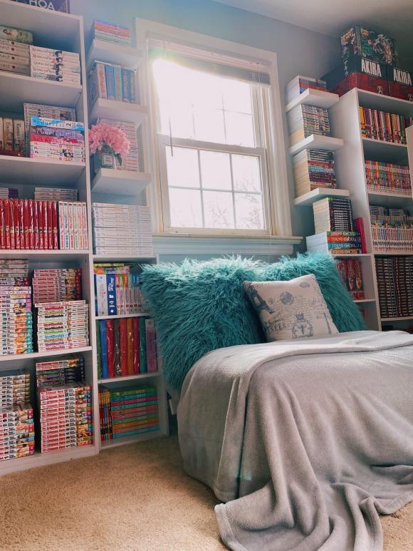 phòng đọc truyện  2 phòng truyện, cách bố trí phòng truyện, phòng truyện tại nhà