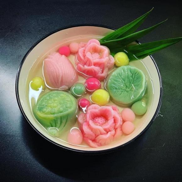 bánh trôi hoa sen, chè trôi nước hoa sen, cách làm bánh trôi hoa sen, món ngon 