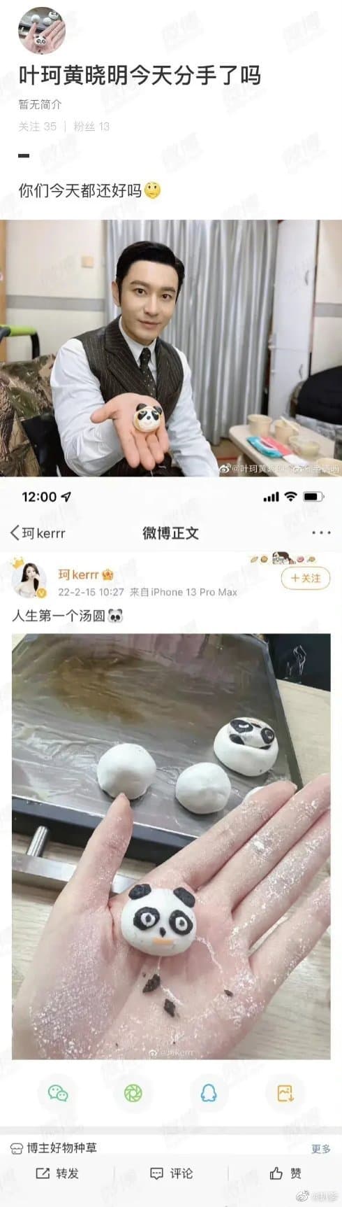 Từng đăng weibo khoe ảnh nặn bánh hình gấu trúc giống nhau