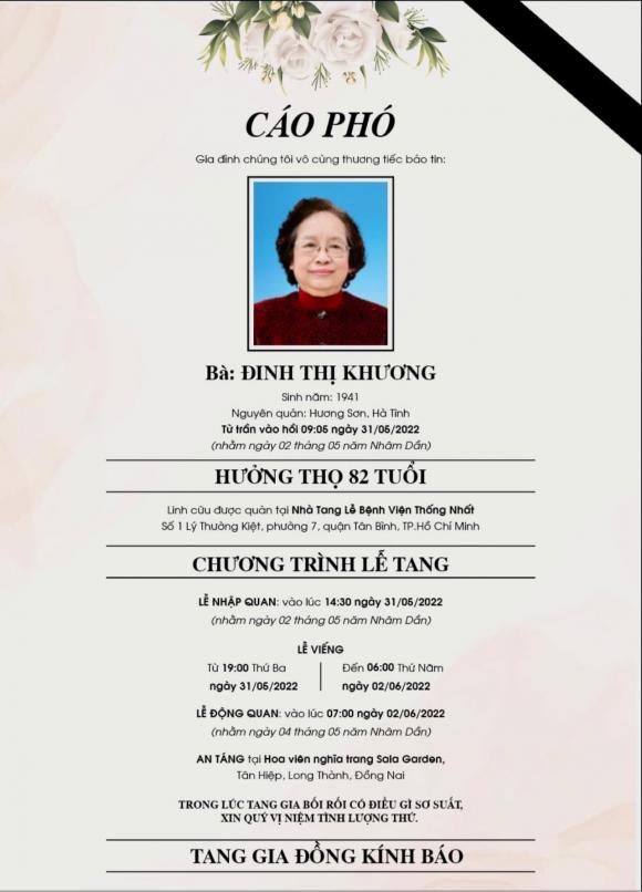 Diễn viên hồng ánh,mẹ diễn viên hồng ánh qua đời,sao việt