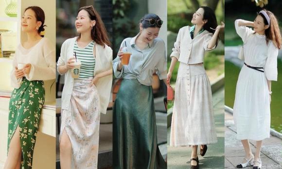 thời trang, trang phục Nhật bản, chân váy, váy mùa hè, thời trang phụ nữ ngoài 40 tuổi,