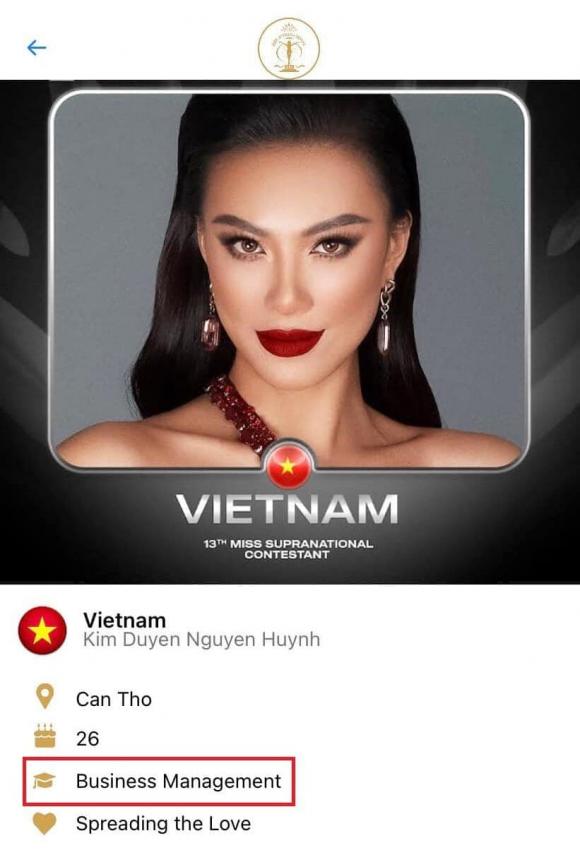 Trình độ học vấn của cô đã bị sai khi thi Miss Supranational 2022