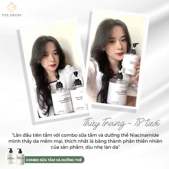 Chăm sóc da, dưỡng trắng toàn thân, sữa tắm - sữa dưỡng thể Niacinamide, Five Grains