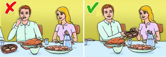 quy tắc xã giao, nguyên tắc cơ bản trên bàn ăn, phép lịch sự trên bàn ăn,  nguyên tắc trên bàn ăn