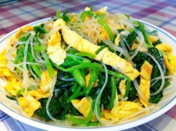 miến trộn, miến trộn cải bó xôi, món ngon mỗi ngày