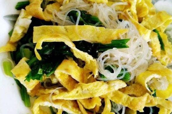 miến trộn, miến trộn cải bó xôi, món ngon mỗi ngày