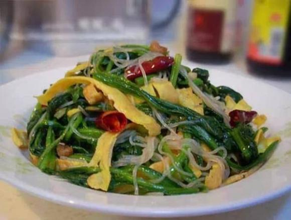 miến trộn, miến trộn cải bó xôi, món ngon mỗi ngày