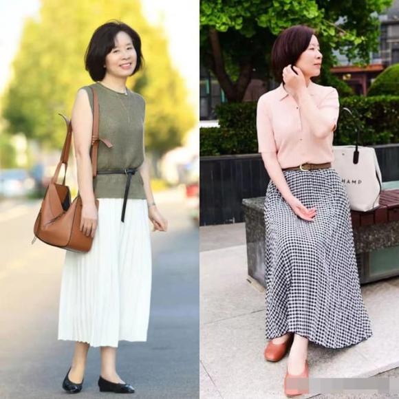 Phụ nữ Hàn xử lý thế nào với mẫu váy công sở dài quá đầu gối