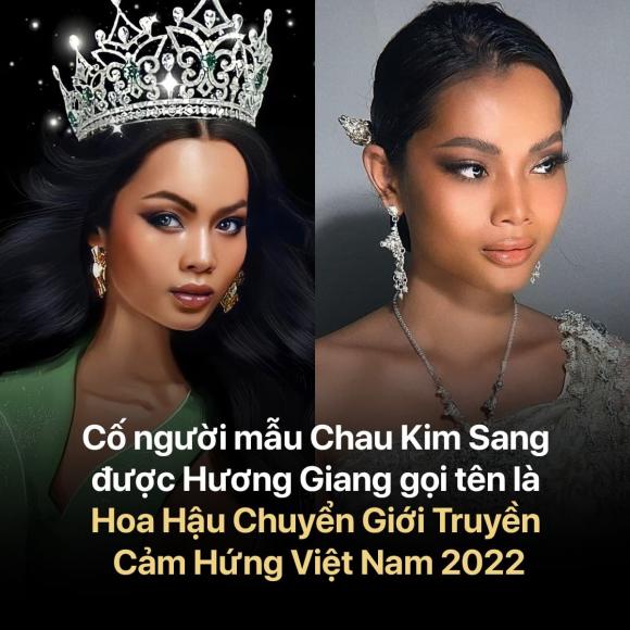 Hoa hậu Chuyển giới Quốc tế 2022, người mẫu Châu Kim Sang, sao Việt, hoa hậu Hương Giang