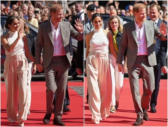 Meghan, Meghan rạng rỡ tại Dusseldorf sau những chỉ trích, sao Hollywood
