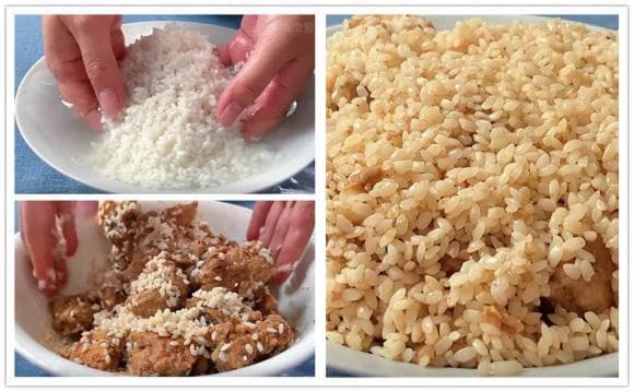 Món sườn heo hấp gạo nếp dẻo, món sườn, dạy nấu ăn