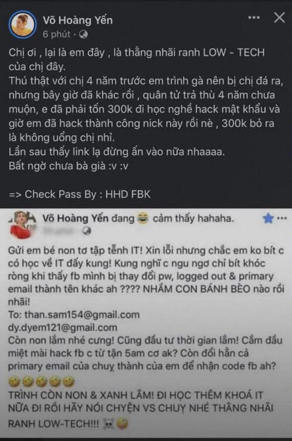 Võ Hoàng Yến, hacker, facebook Võ Hoàng Yến