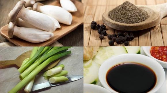 nấm đùi gà kho tiêu, món ngon từ nấm đùi gà, công thức nấm đùi gà kho tiêu