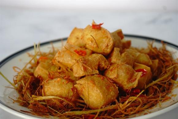 đậu phụ rang muối sả, công thức đậu phụ rang muối sả , món ngon từ đậu phụ